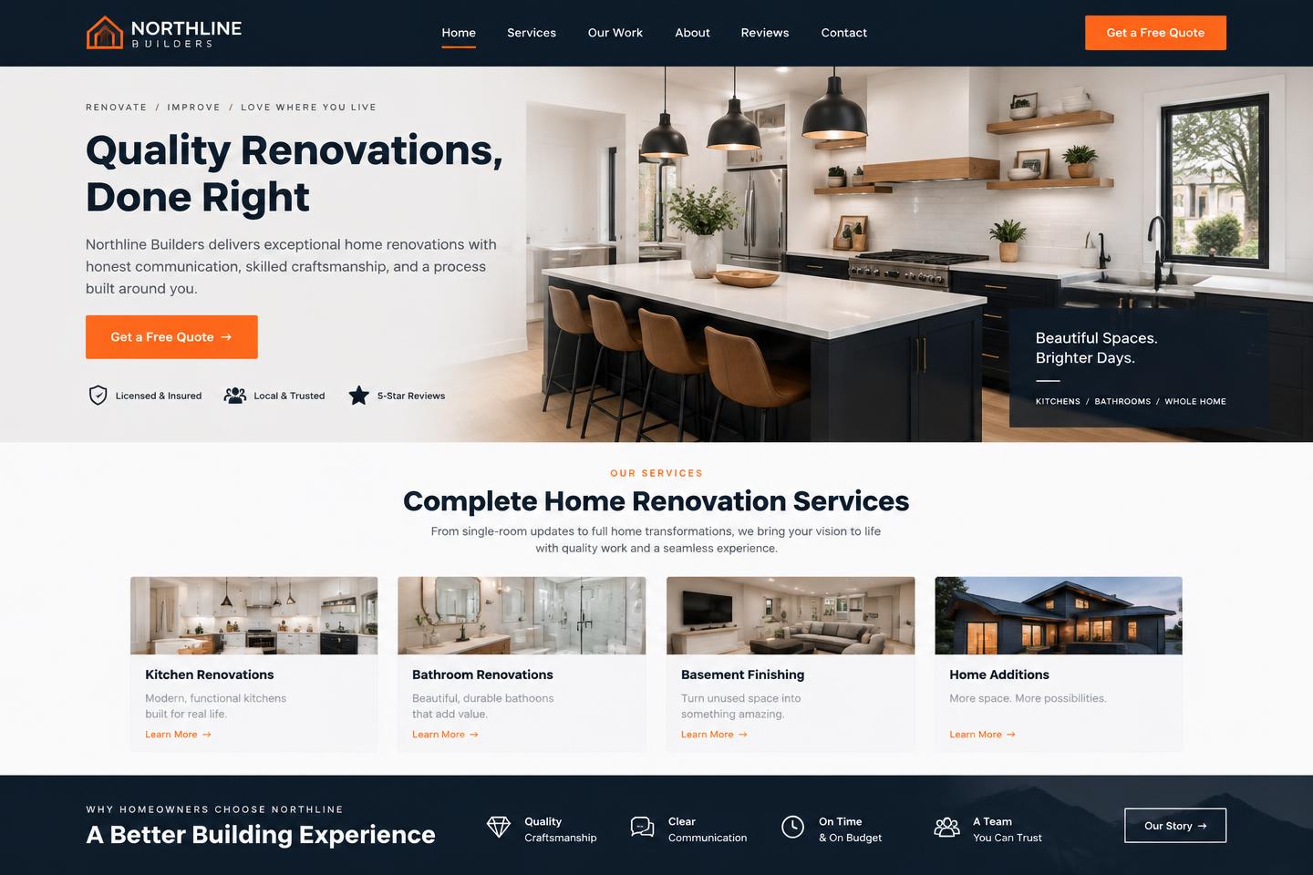 Northline Builders concept website design